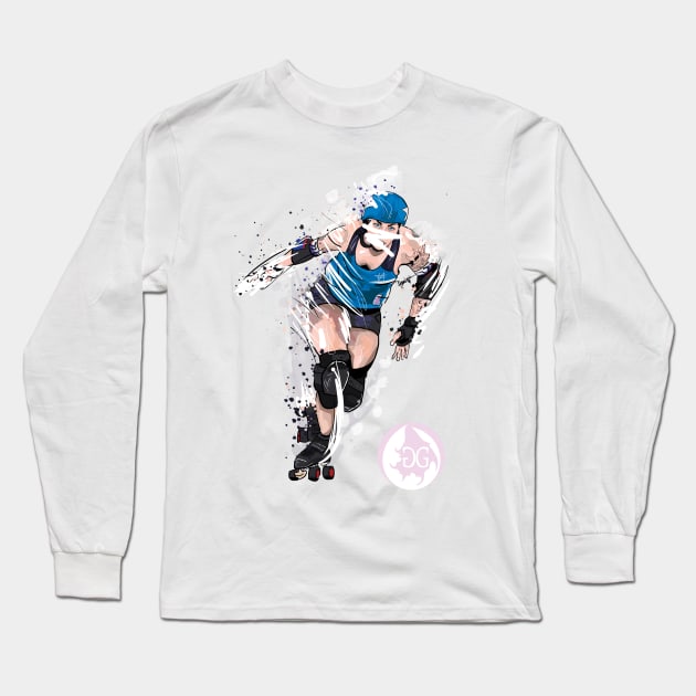 Roller Derby Girl Sports Illustration Long Sleeve T-Shirt by GeorgiaGoddard